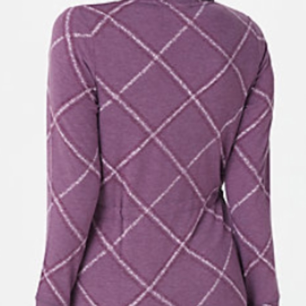 New! Cuddl Duds Top Wrap. Comfortwear Violet Windowpane Cascade Front.Large - Picture 2 of 4
